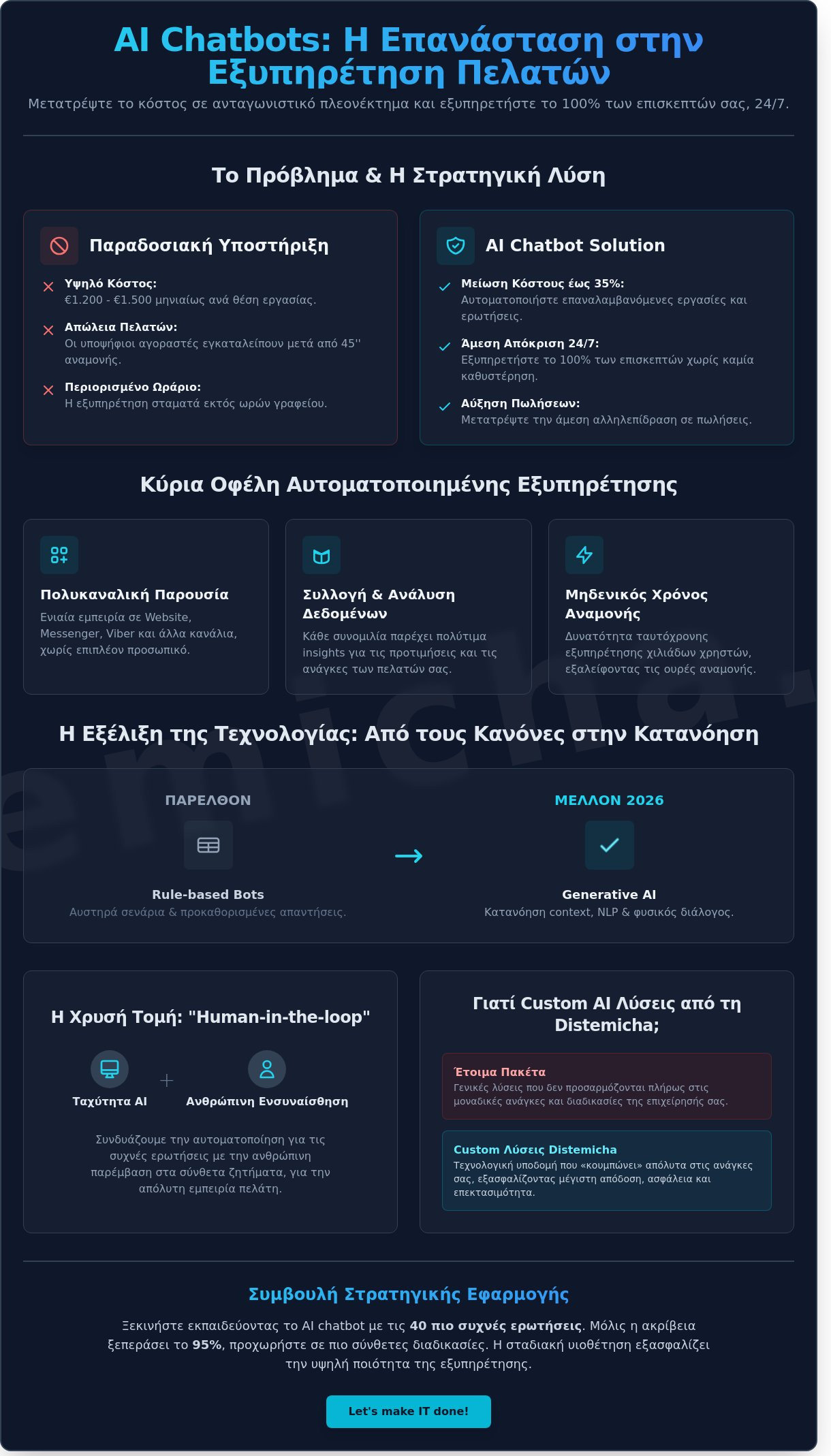 AI Chatbot για Εξυπηρέτηση Πελατών: Ο Πλήρης Οδηγός Επιτυχίας για το 2026 1 AI Chatbot για Εξυπηρέτηση Πελατών: Ο Πλήρης Οδηγός Επιτυχίας για το 2026 - Infographic